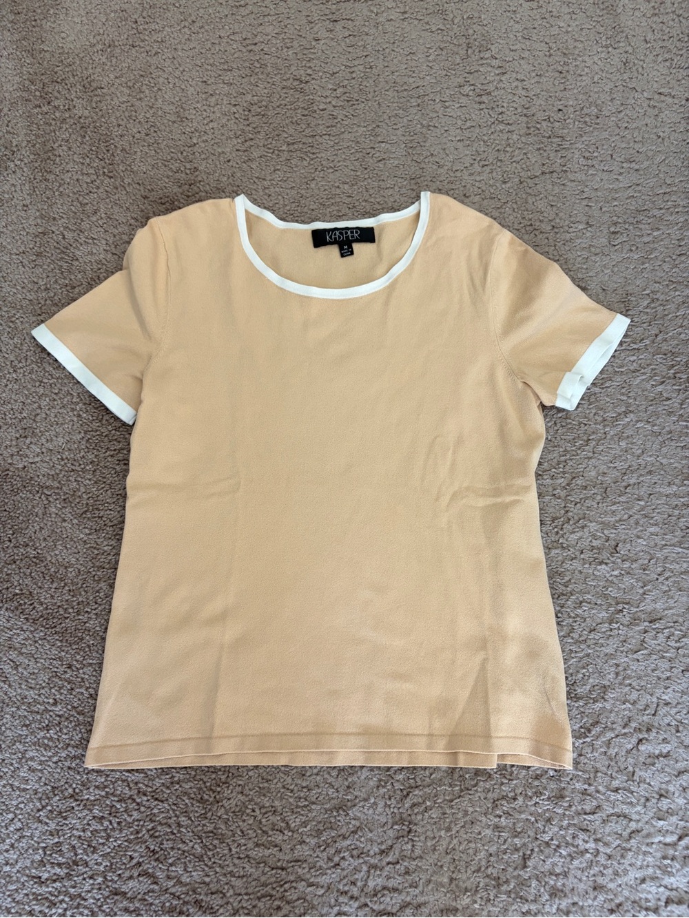 Kasper Cream Short Sleeve Tee with White Trim